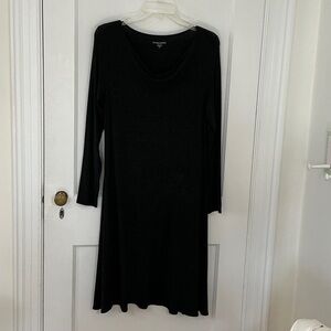 Beautiful fitted drape neck slinky Eileen Fisher Classic, charcoal, size PM